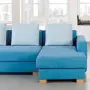 Sofa met hoes Hot-Madison in turquoise met 3 lichtblauwe kussens