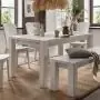 Table en pin massif laqué blanc avec plateau d'extension en option