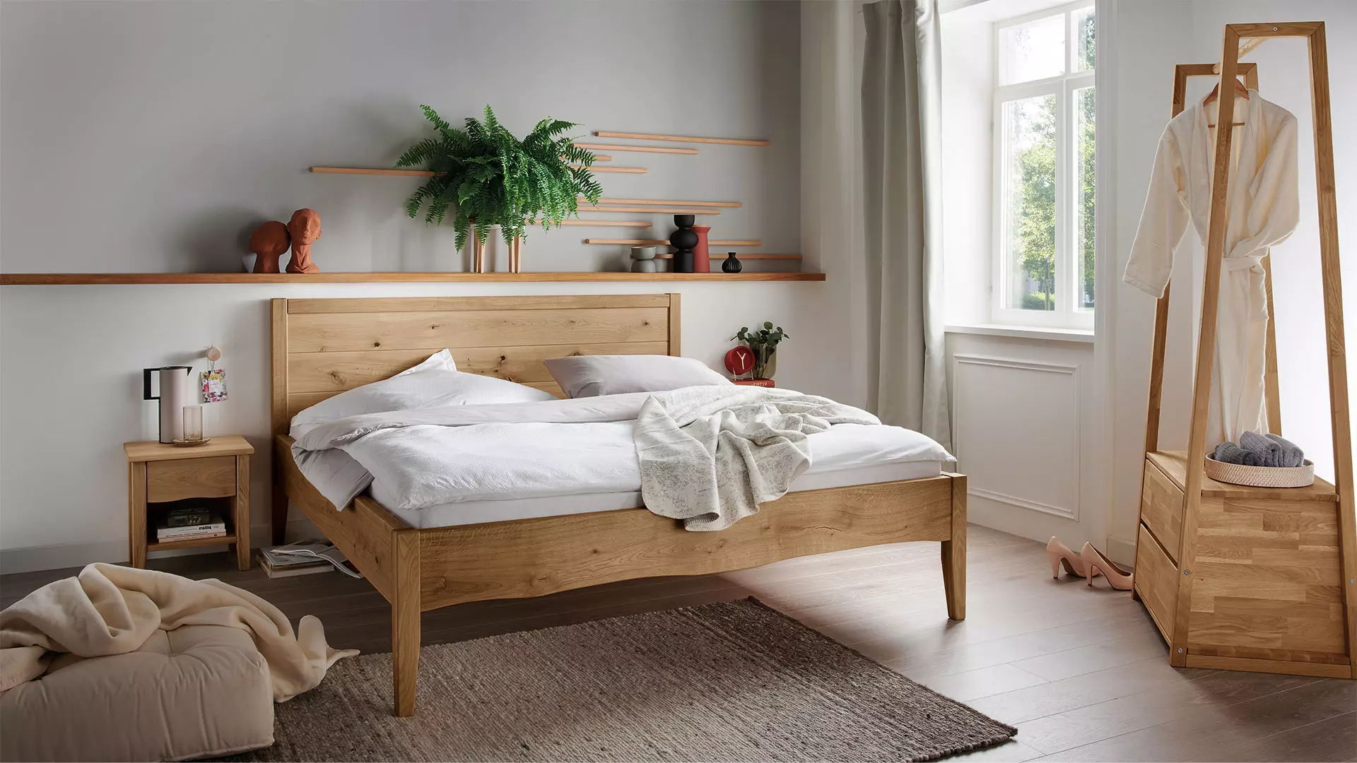 Grivola massief houten bed - modern rustiek in opvallend wild eiken